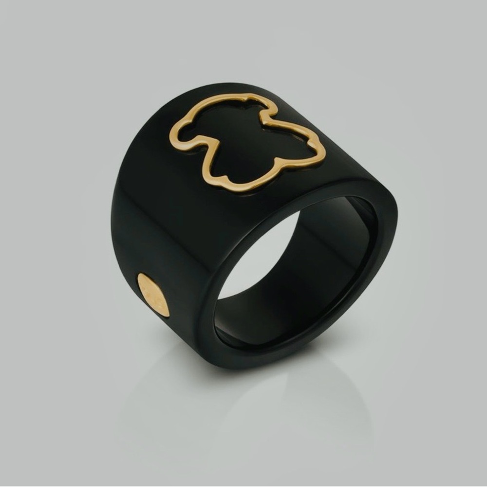 Tous Black and Gold Ring